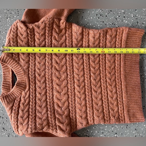 BlankNYC EUC Horizontal Cable Knit Sweater with Shoulder Pads in Terracotta Rust - Picture 8 of 9